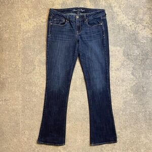 American Eagle Skinny Kick Jeans Womens 12 Long Dark Bootcut Low Rise Stretch